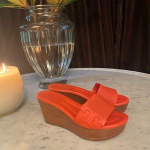 Tory Burch Slides, 7M, Orange, leather